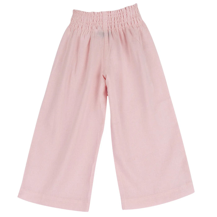 Girls Light Pink Solid Trouser