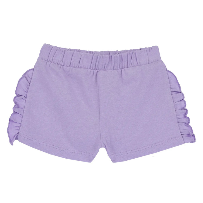 Girls Lilac Self Design Shorts