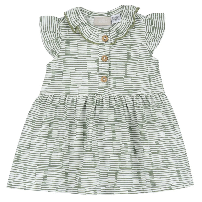 Girls Medium Green Striped Dress