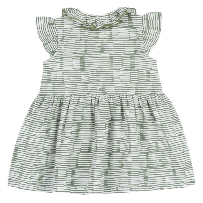 Girls Medium Green Striped Dress