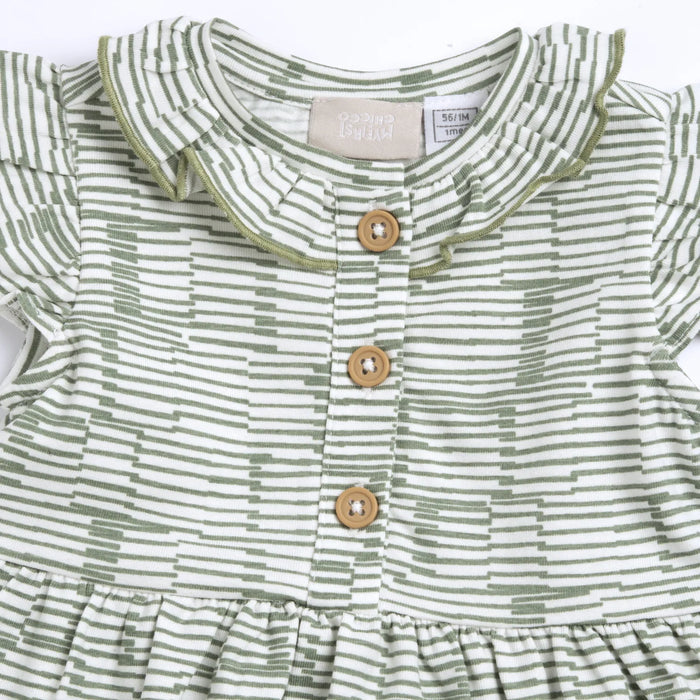 Girls Medium Green Striped Dress