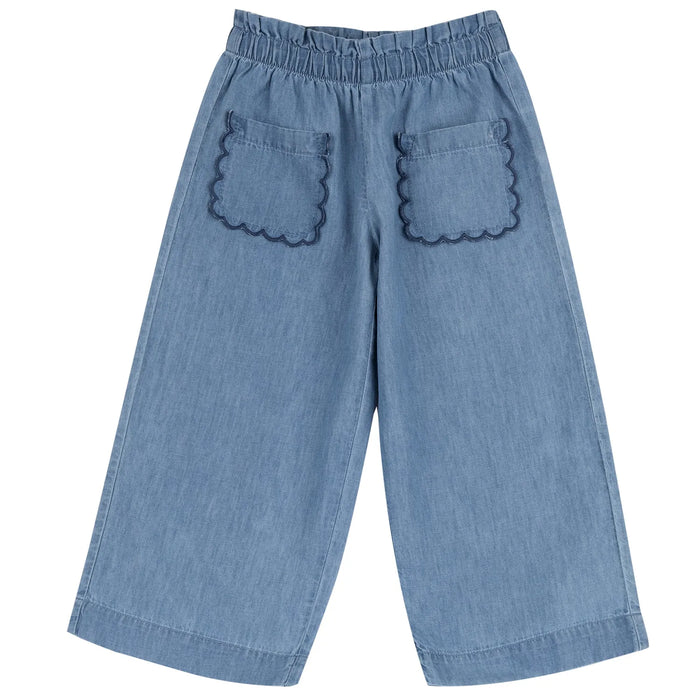 Girls Medium Light Blue Embroidered Jeans