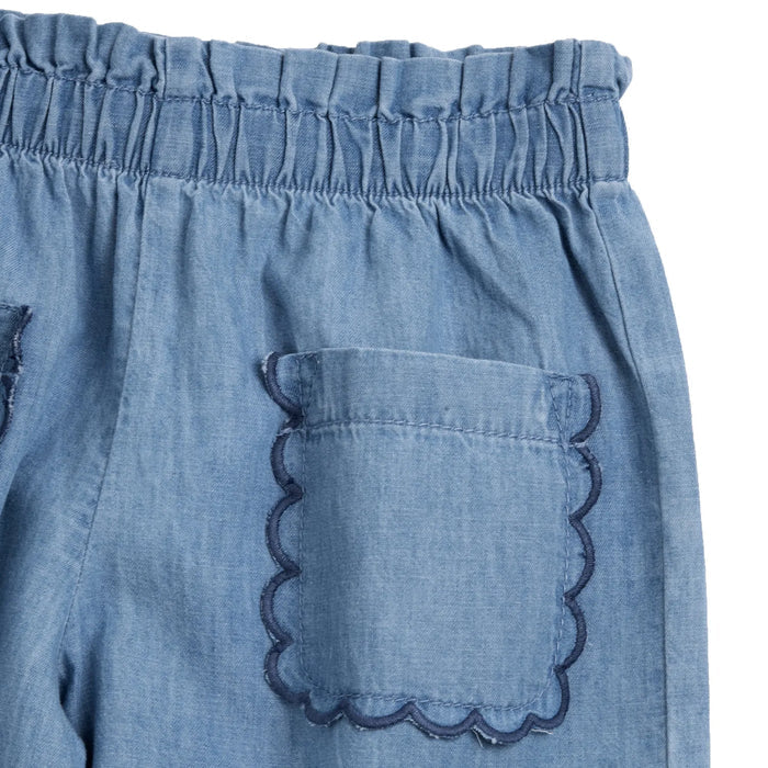 Girls Medium Light Blue Embroidered Jeans