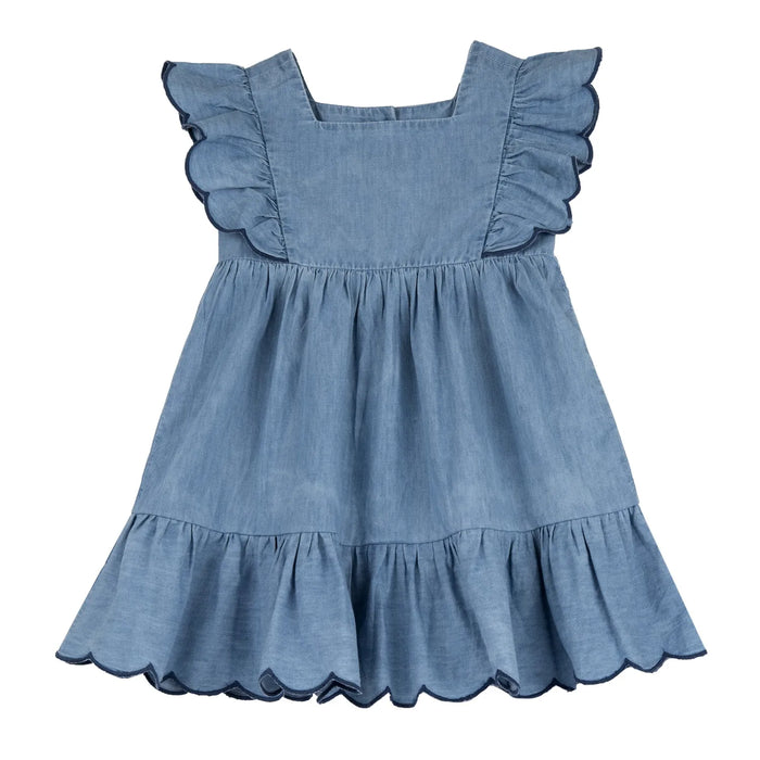 Girls Medium Light Blue Self Design Dress