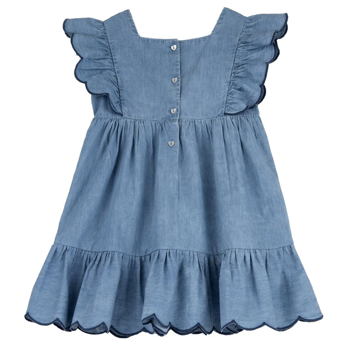 Girls Medium Light Blue Self Design Dress