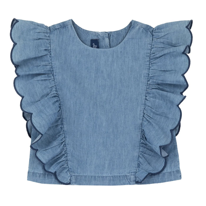 Girls Medium Light Blue Solid Top