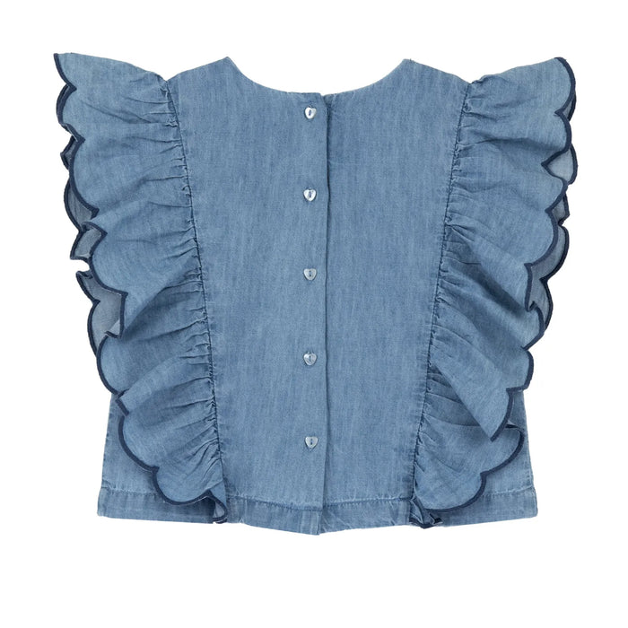 Girls Medium Light Blue Solid Top