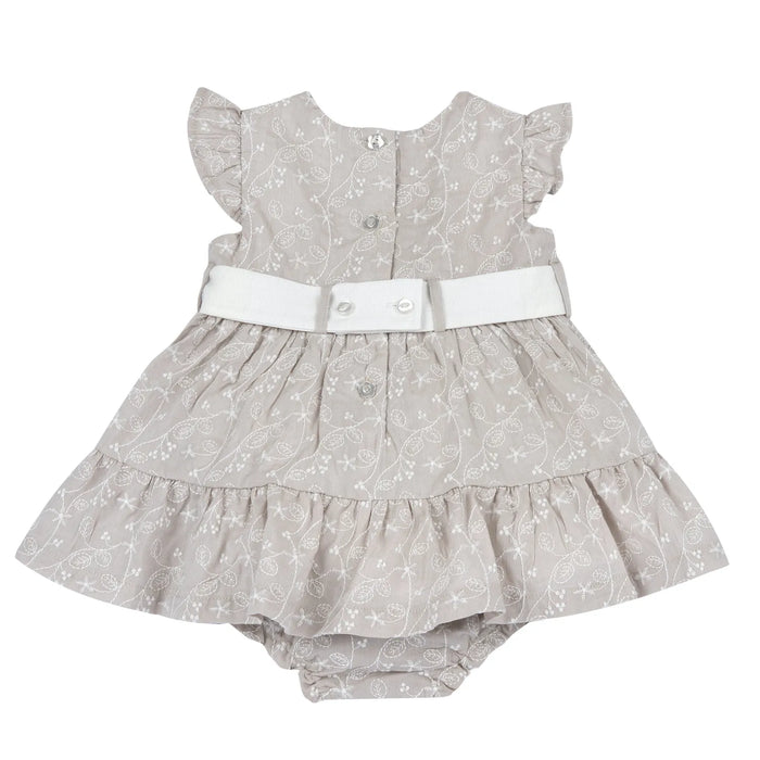 Girls Medium Natural Embroidered Dress with Panties