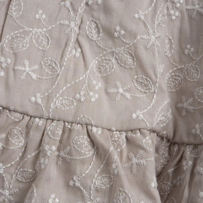 Girls Medium Natural Embroidered Dress with Panties