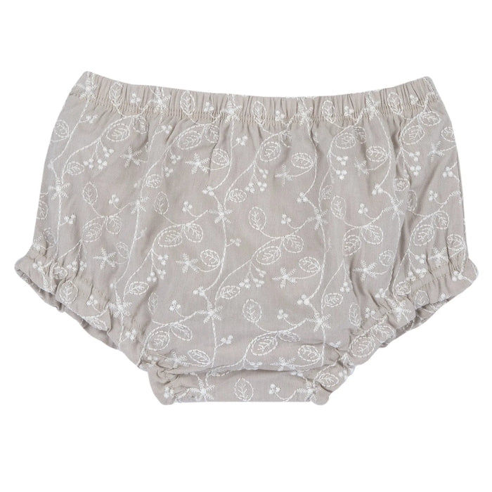 Girls Medium Natural Embroidered Dress with Panties