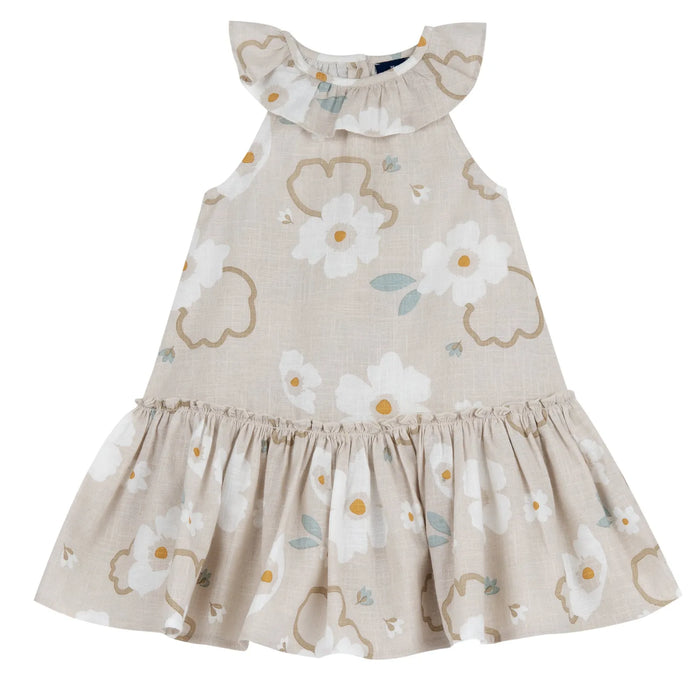 Girls Medium Natural Floral Printed Dress