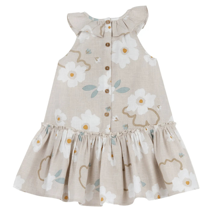 Girls Medium Natural Floral Printed Dress