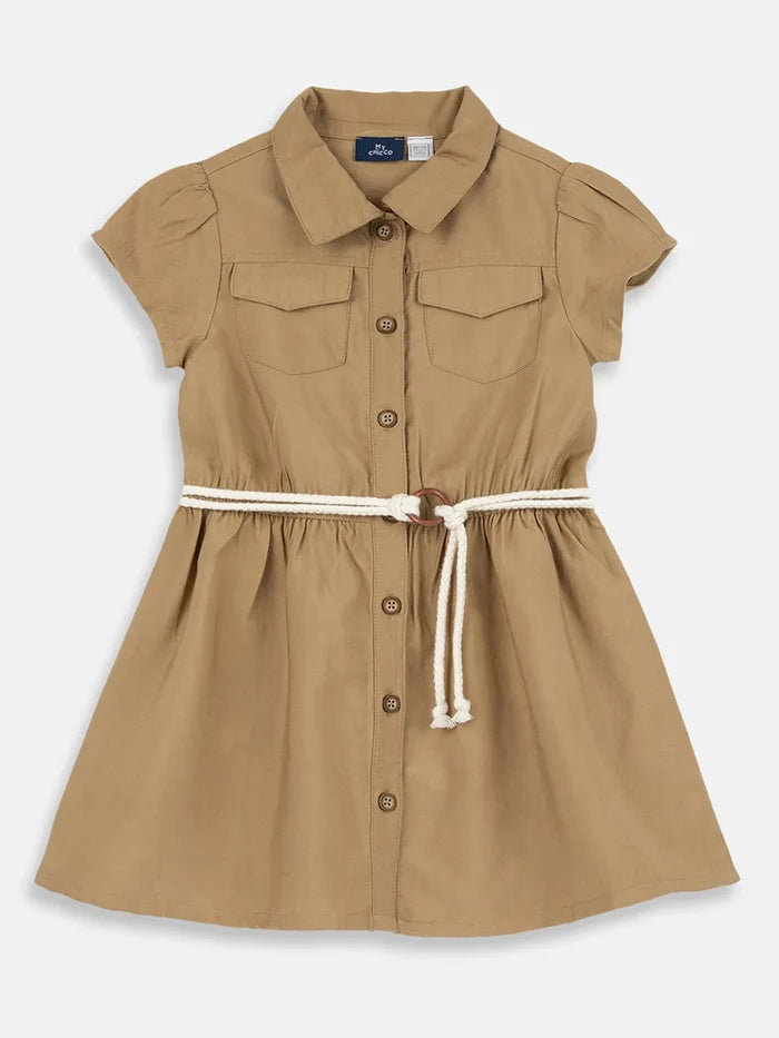 Girls Medium Natural Solid Dress