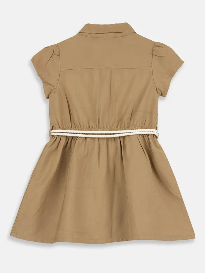 Girls Medium Natural Solid Dress