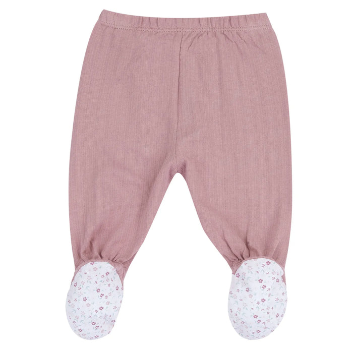 Girls Medium Pink Embroidered Smock with Leggings