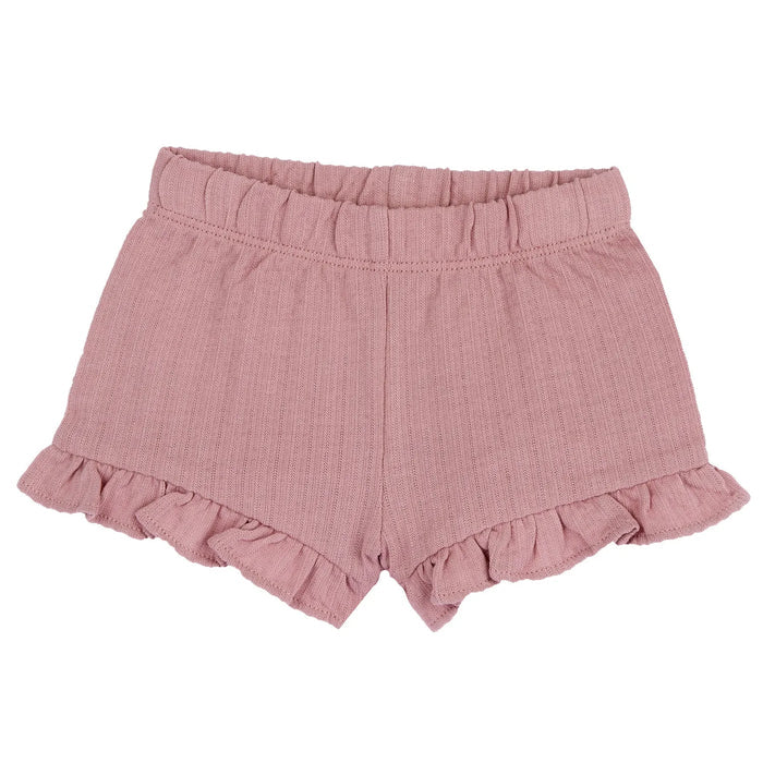Girls Medium Pink Embroidered T-Shirt with Shorts