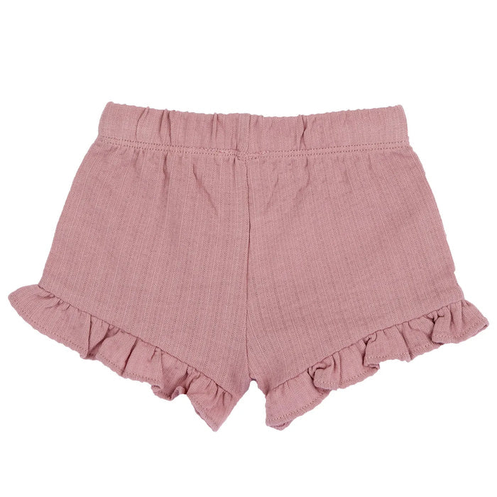 Girls Medium Pink Embroidered T-Shirt with Shorts