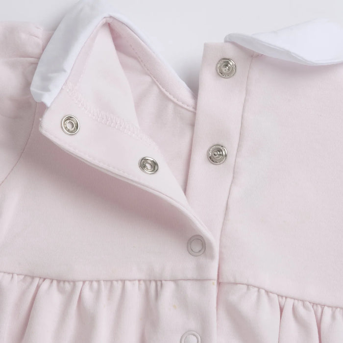 Girls Medium Pink Self Design Dress with Panties