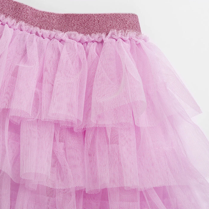 Girls Medium Pink Self Design Skirt