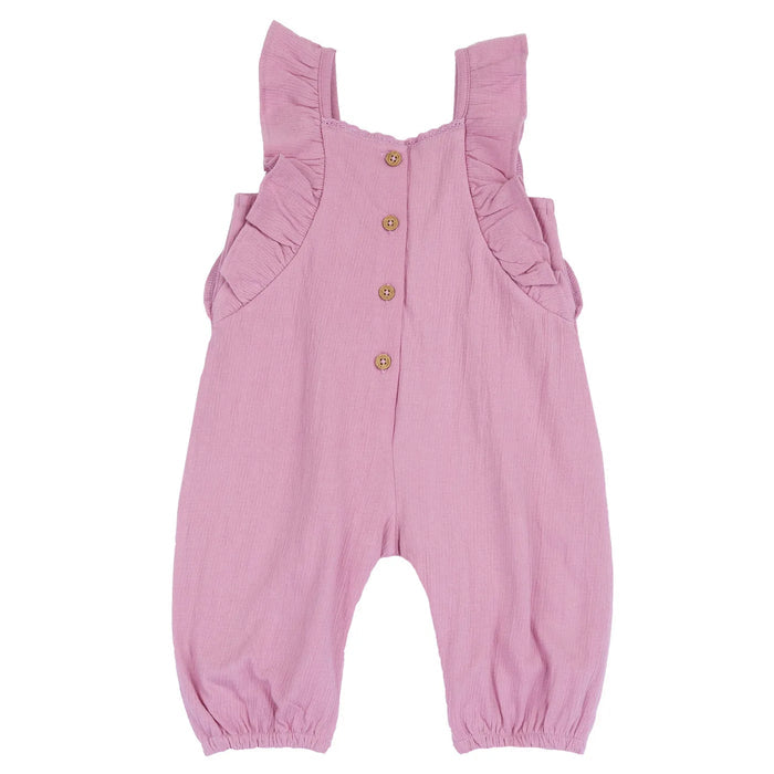 Girls Medium Pink Solid Long Dungaree