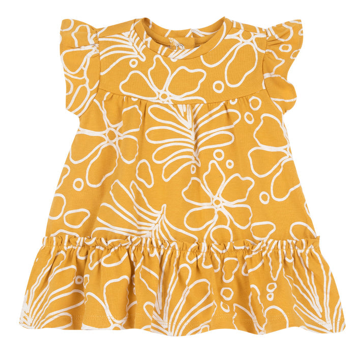 Girls Medium Yellow Floral Printed Dress