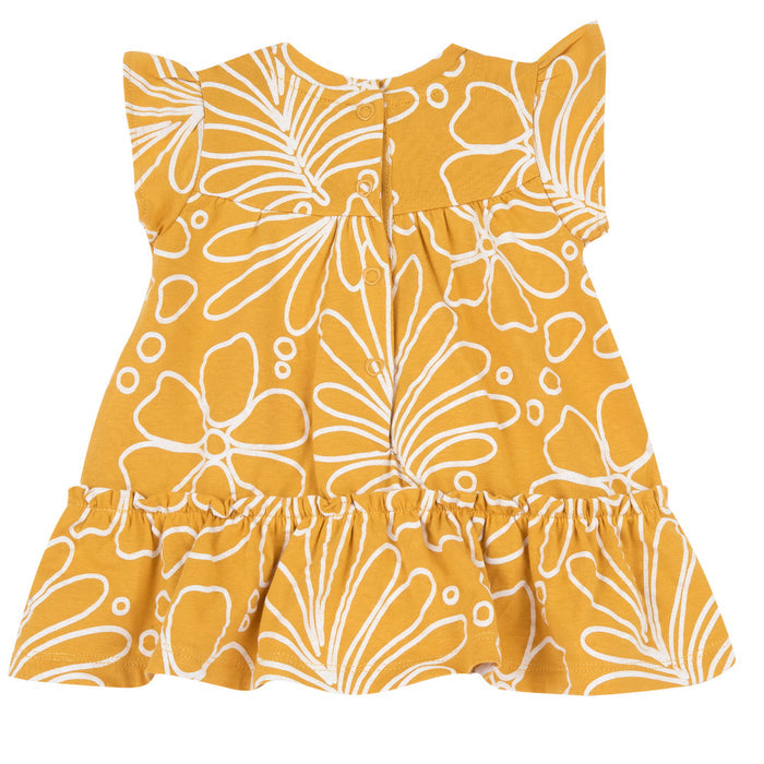 Girls Medium Yellow Floral Printed Dress
