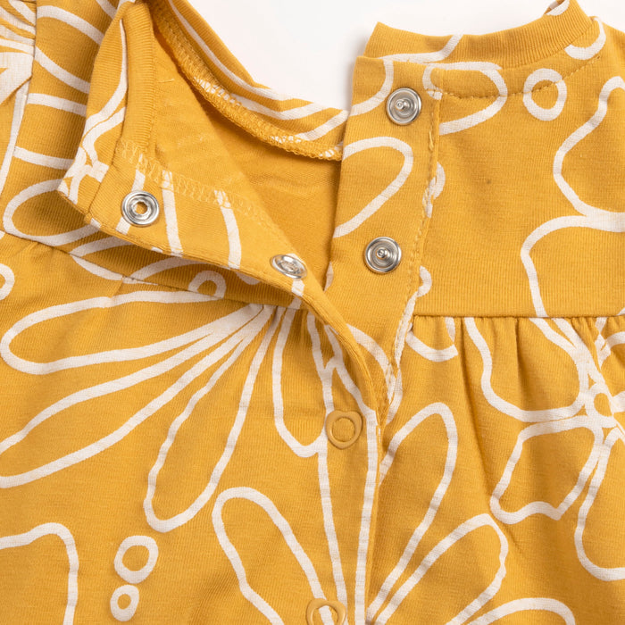 Girls Medium Yellow Floral Printed Dress