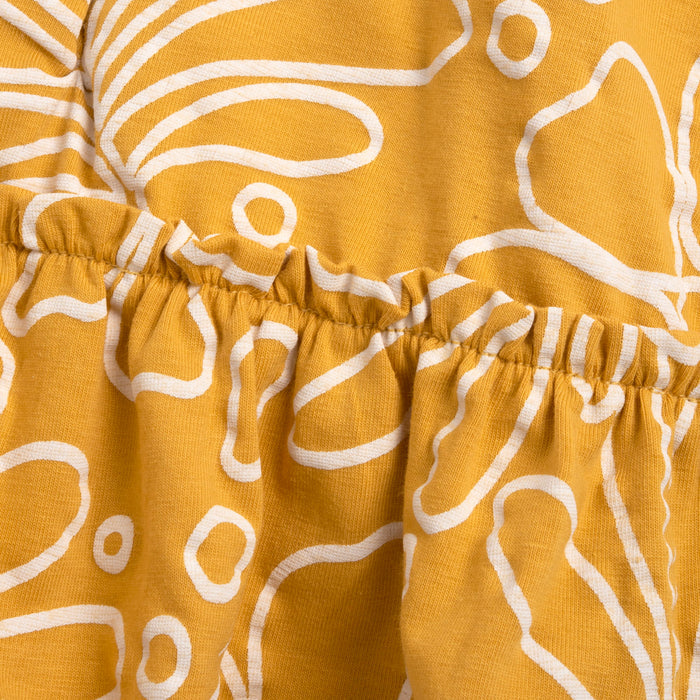Girls Medium Yellow Floral Printed Dress