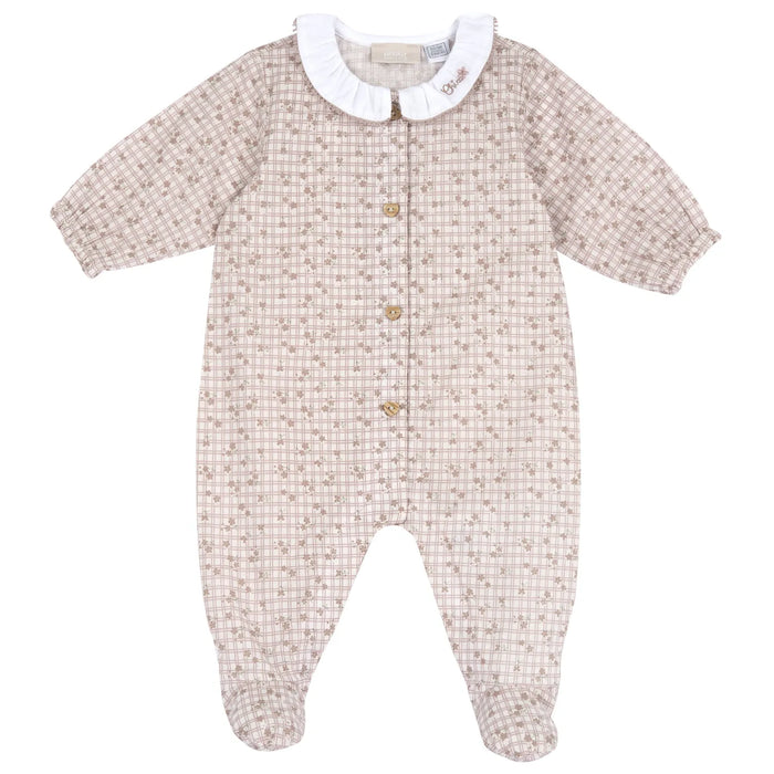 Girls Natural Printed Front Opening Babysuit