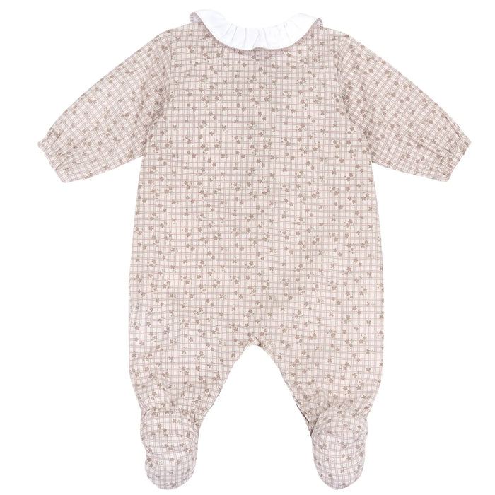 Girls Natural Printed Front Opening Babysuit