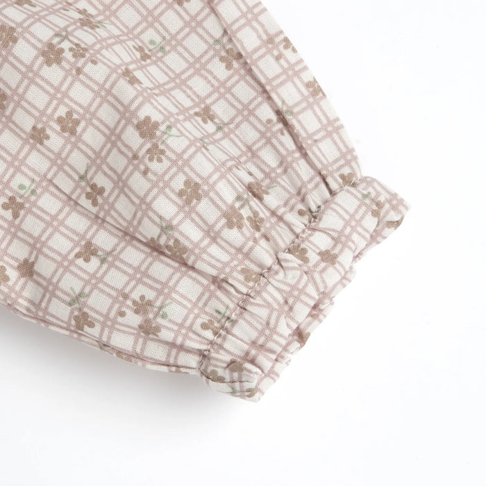 Girls Natural Printed Front Opening Babysuit
