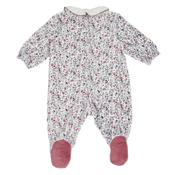 Girls Natural Printed Leg Opening Babysuit