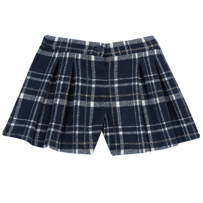 Girls Navy Blue Checked Skirt