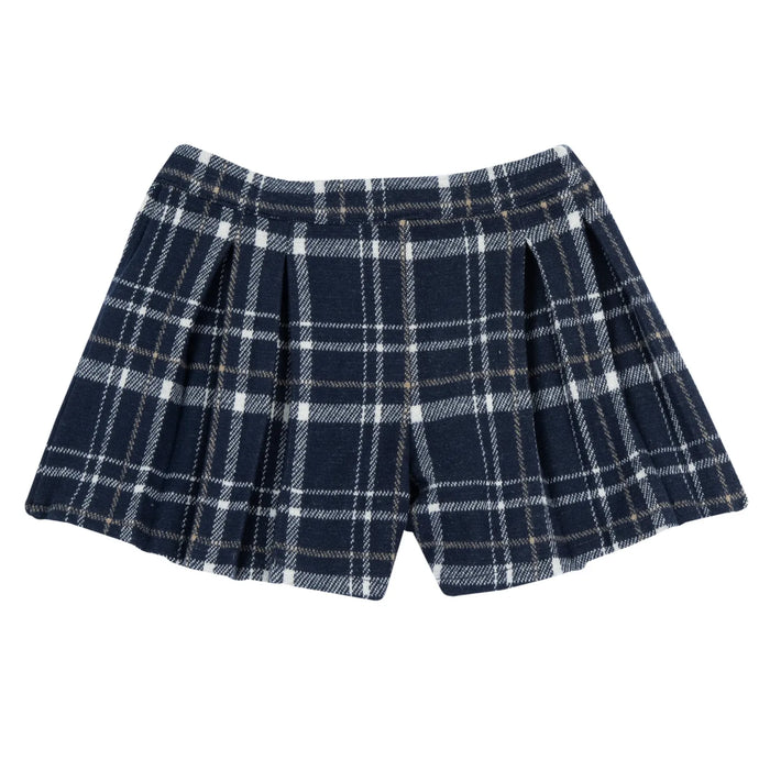 Girls Navy Blue Checked Skirt