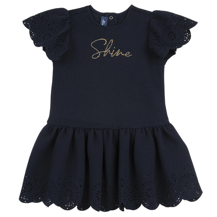 Girls Navy Blue Embellished Dress