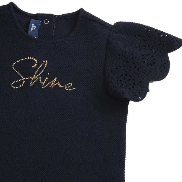 Girls Navy Blue Embellished Dress