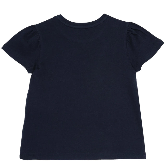 Girls Navy Blue Embellished T-shirt