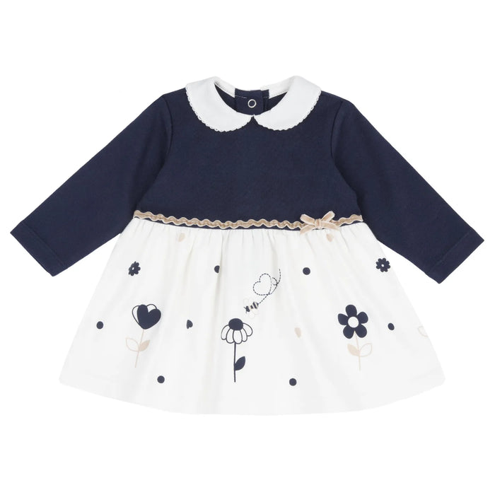 Girls Navy Blue Knitted Long Sleeve Dress