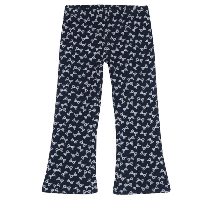 Girls Navy Blue Printed Leggings