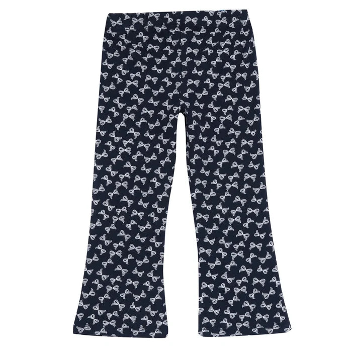 Girls Navy Blue Printed Leggings