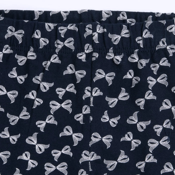 Girls Navy Blue Printed Leggings