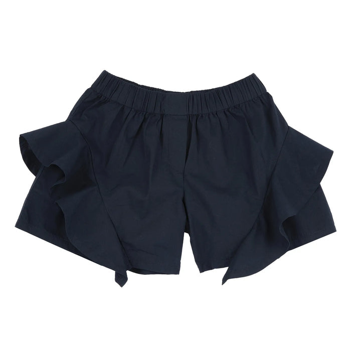 Girls Navy Blue Self Design Shorts