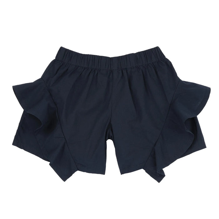 Girls Navy Blue Self Design Shorts