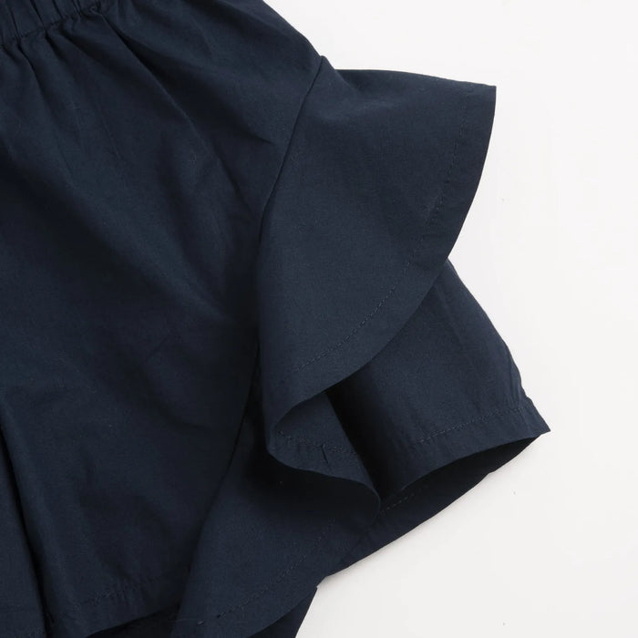 Girls Navy Blue Self Design Shorts