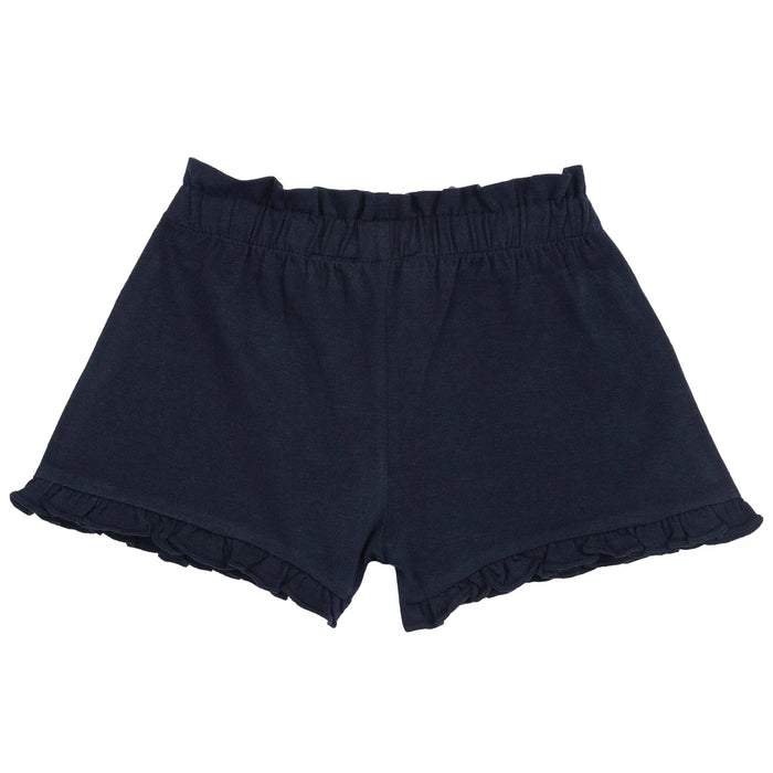 Girls Navy Blue Solid Knitted Shorts
