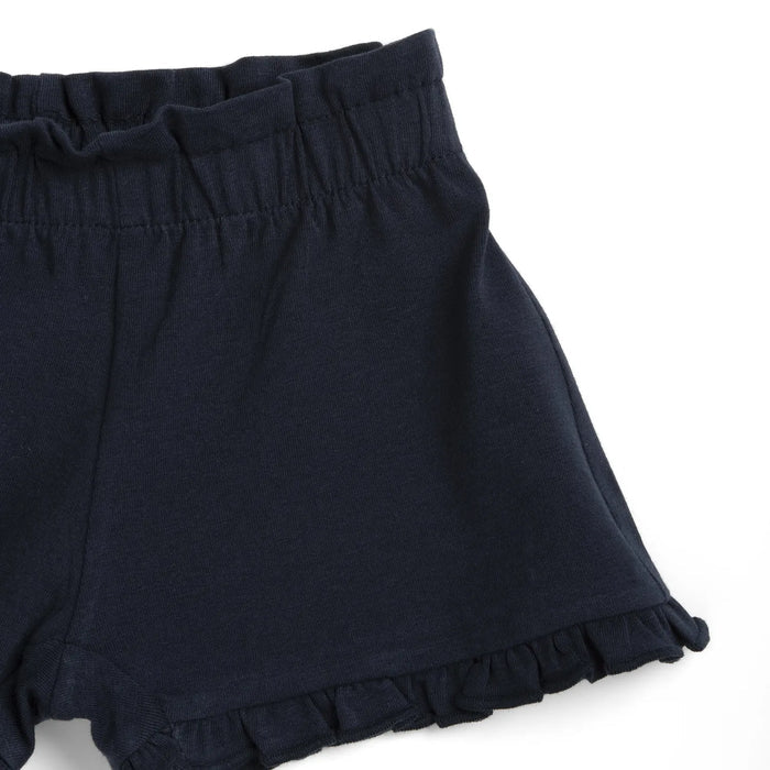 Girls Navy Blue Solid Knitted Shorts