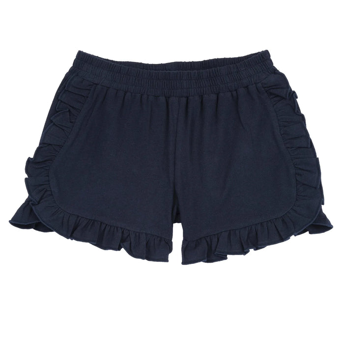 Girls Navy Blue Solid Shorts