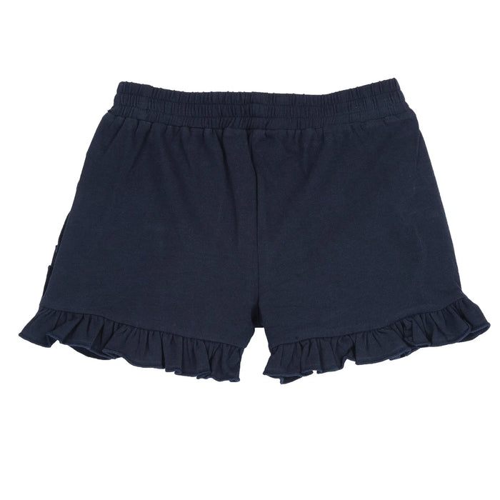 Girls Navy Blue Solid Shorts