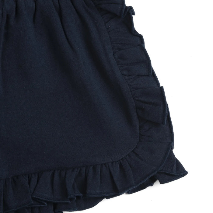 Girls Navy Blue Solid Shorts