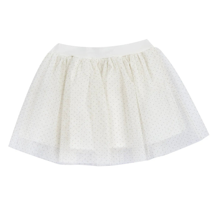 Girls Off White Polka Dot Printed Skirt